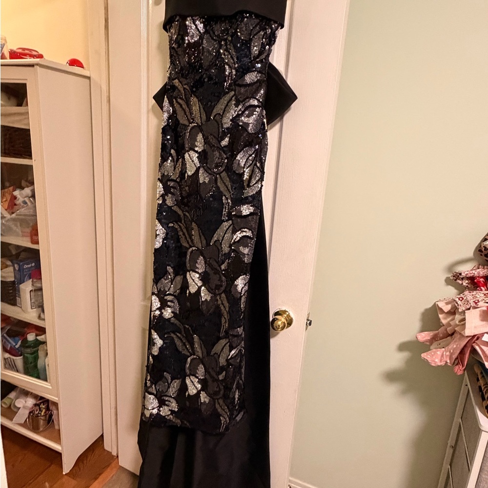Audrey Brooke Black and Silver Sequin Gown